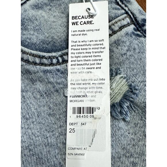 Hudson Kass Jean Shorts High Rise Fit Distressed Light Wash Blue Women's 25 NWT - Picture 9 of 12